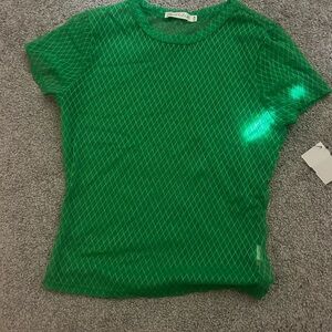 Heart Hips Emerald Green Mesh Short Sleeve Top
